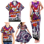 Personalised Eagles ANZAC Day Family Matching Tank Maxi Dress and Hawaiian Shirt Aboriginal Rising Sun