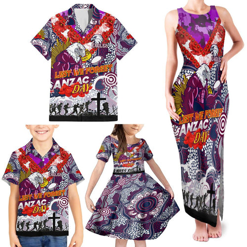 Personalised Eagles ANZAC Day Family Matching Tank Maxi Dress and Hawaiian Shirt Aboriginal Rising Sun