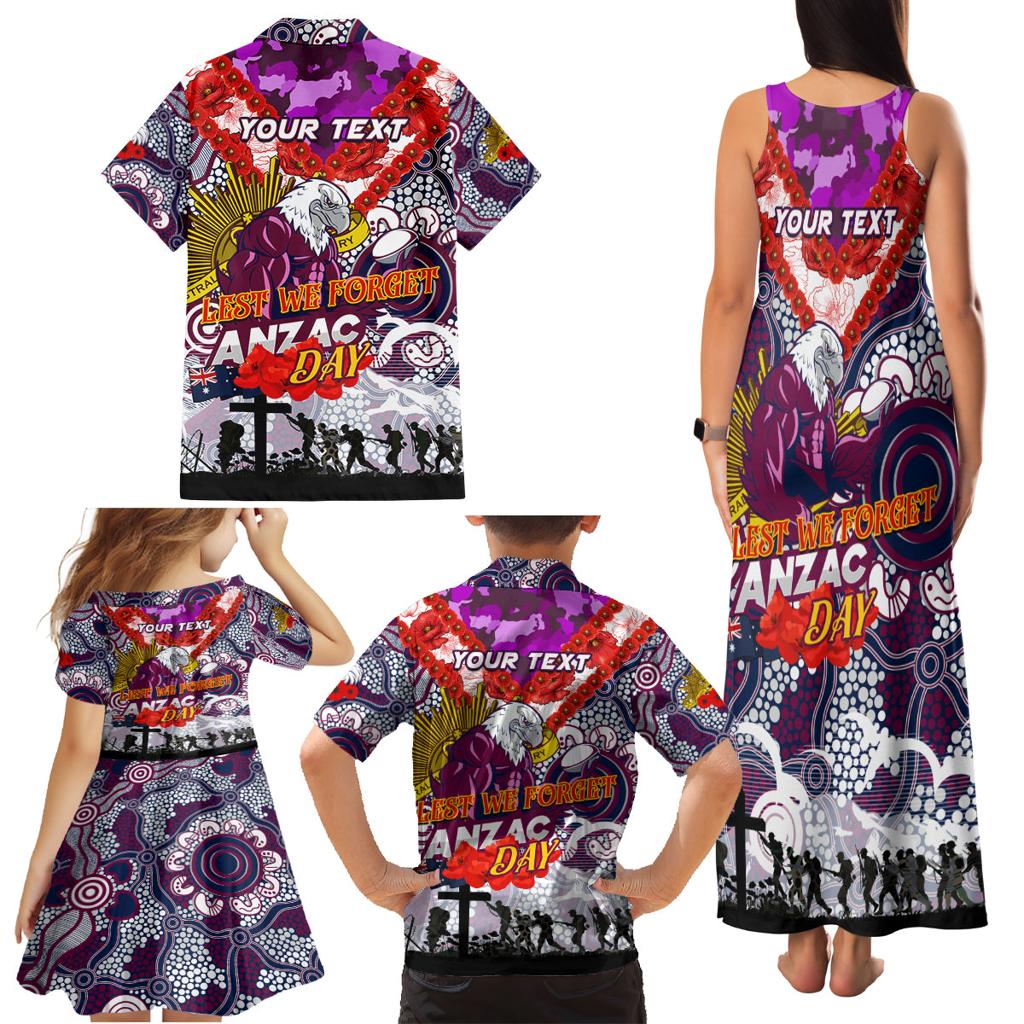 Personalised Eagles ANZAC Day Family Matching Tank Maxi Dress and Hawaiian Shirt Aboriginal Rising Sun