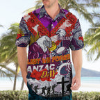 Personalised Eagles ANZAC Day Hawaiian Shirt Aboriginal Rising Sun