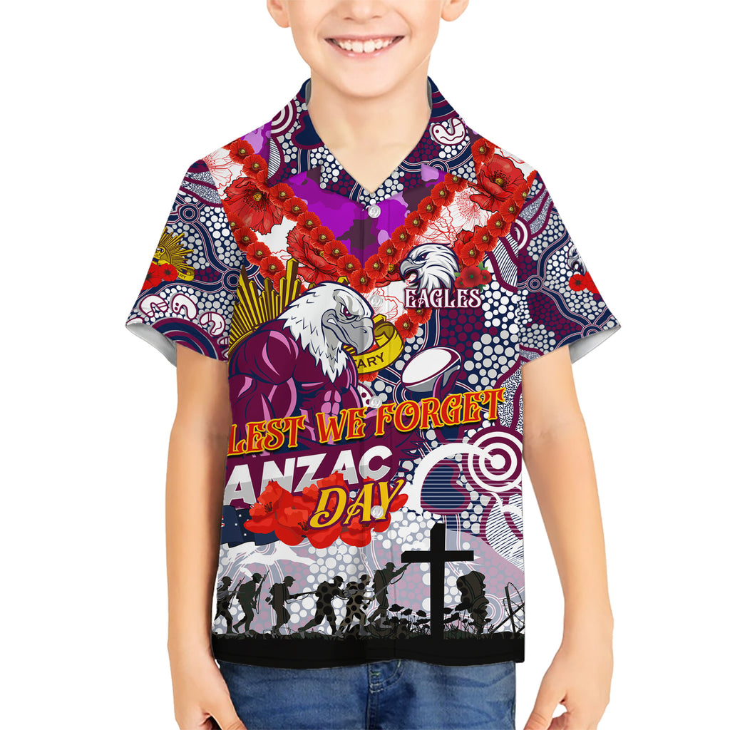 Personalised Eagles ANZAC Day Hawaiian Shirt Aboriginal Rising Sun