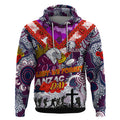 Personalised Eagles ANZAC Day Hoodie Aboriginal Rising Sun