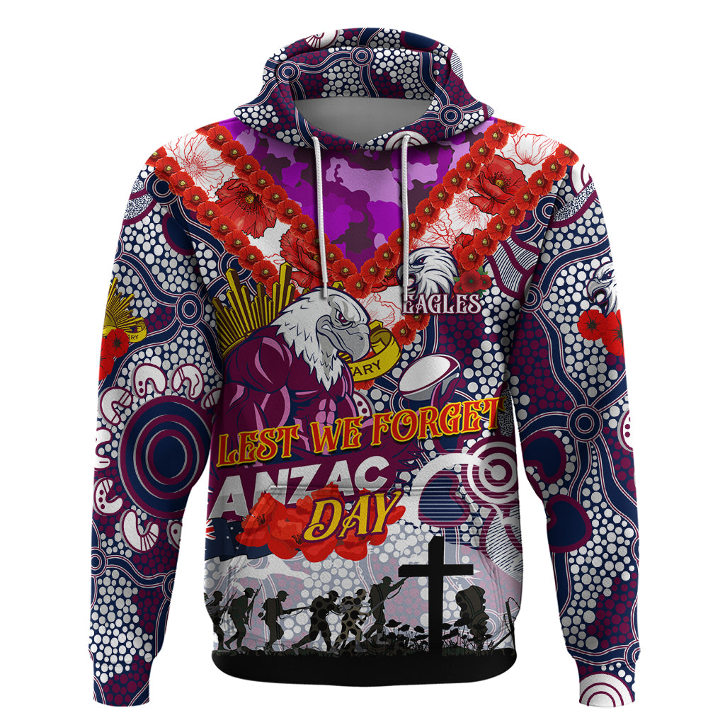 Personalised Eagles ANZAC Day Hoodie Aboriginal Rising Sun