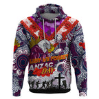Personalised Eagles ANZAC Day Hoodie Aboriginal Rising Sun