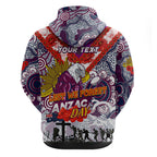 Personalised Eagles ANZAC Day Hoodie Aboriginal Rising Sun