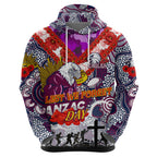 Personalised Eagles ANZAC Day Hoodie Aboriginal Rising Sun