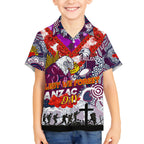 Personalised Eagles ANZAC Day Kid Hawaiian Shirt Aboriginal Rising Sun