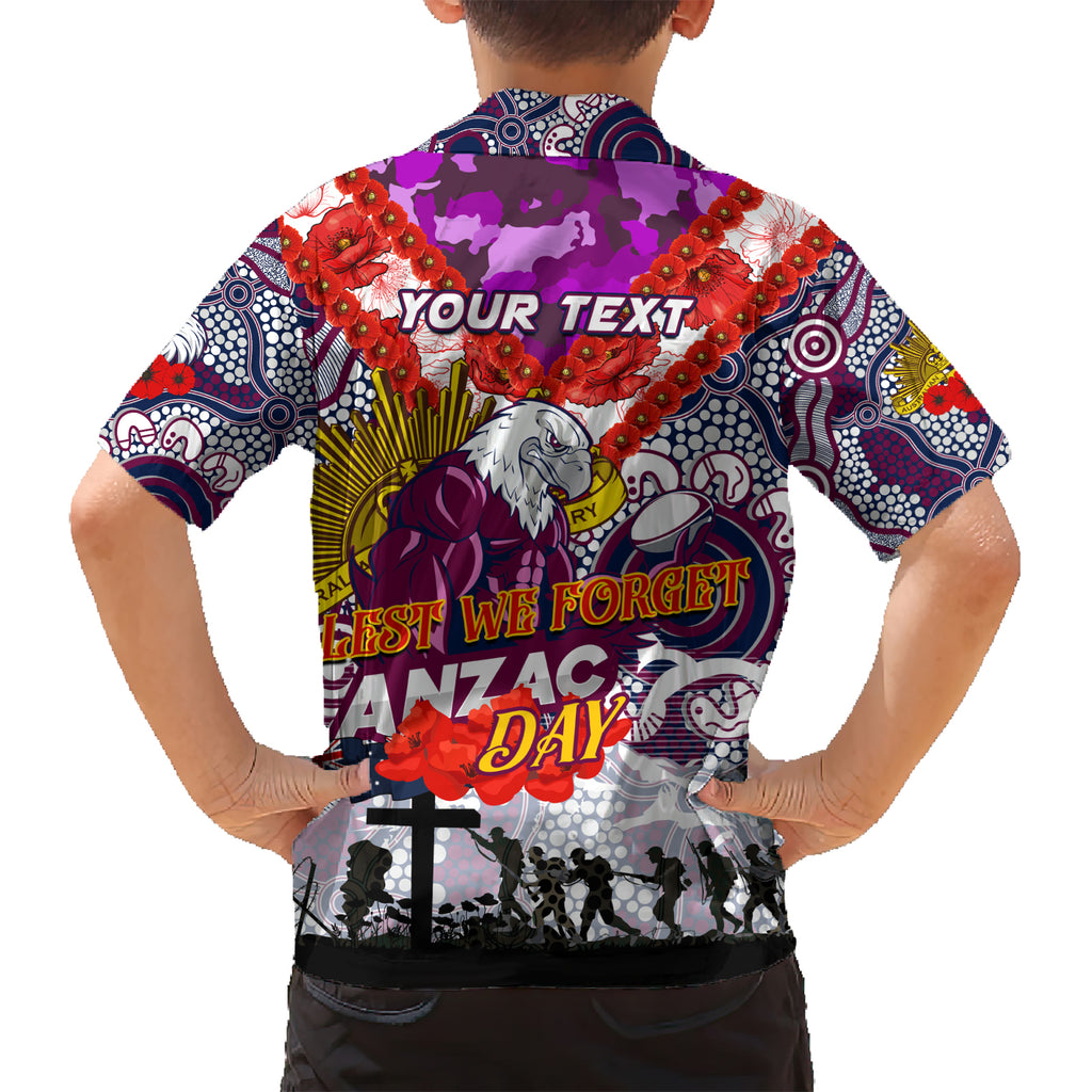 Personalised Eagles ANZAC Day Kid Hawaiian Shirt Aboriginal Rising Sun