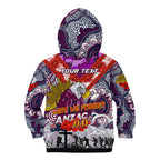 Personalised Eagles ANZAC Day Kid Hoodie Aboriginal Rising Sun