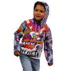 Personalised Eagles ANZAC Day Kid Hoodie Aboriginal Rising Sun