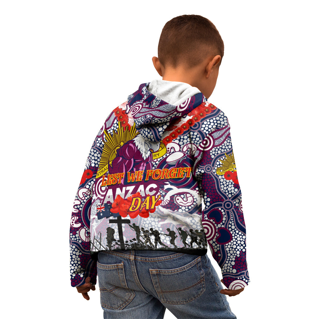 Personalised Eagles ANZAC Day Kid Hoodie Aboriginal Rising Sun