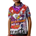 Personalised Eagles ANZAC Day Kid Polo Shirt Aboriginal Rising Sun