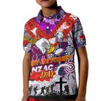 Personalised Eagles ANZAC Day Kid Polo Shirt Aboriginal Rising Sun