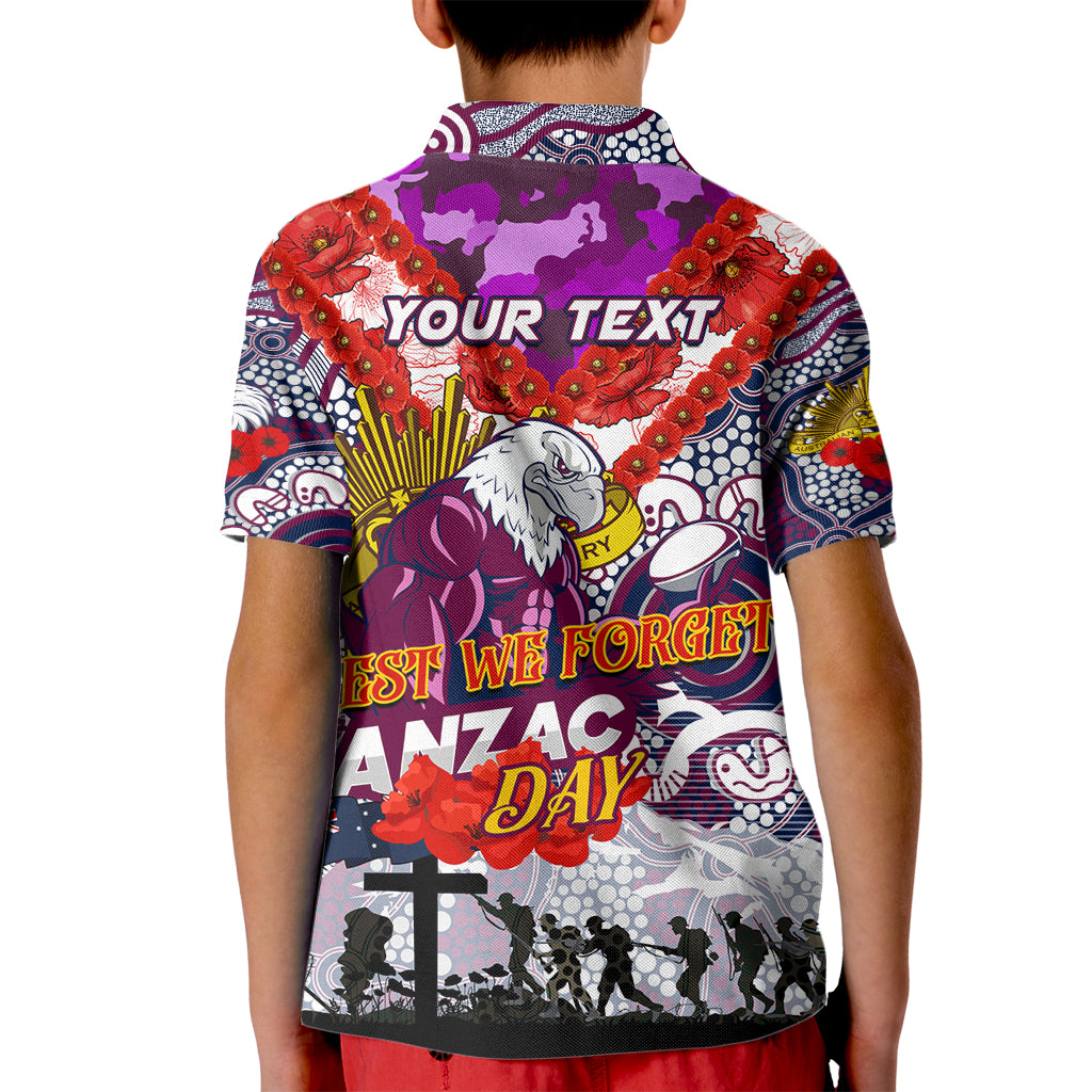 Personalised Eagles ANZAC Day Kid Polo Shirt Aboriginal Rising Sun