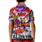 Personalised Eagles ANZAC Day Kid Polo Shirt Aboriginal Rising Sun