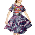 Personalised Eagles ANZAC Day Kid Short Sleeve Dress Aboriginal Rising Sun