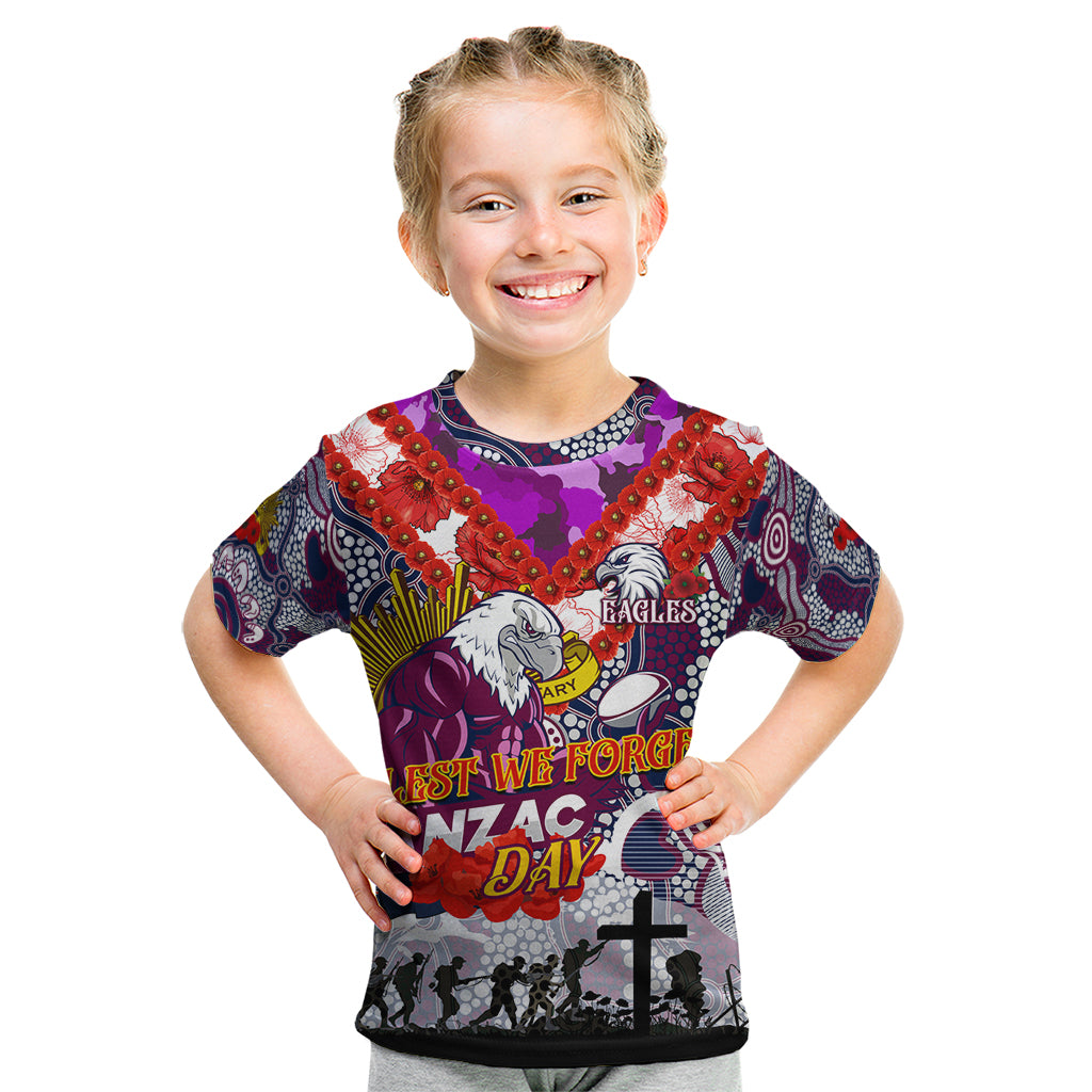 Personalised Eagles ANZAC Day Kid T Shirt Aboriginal Rising Sun