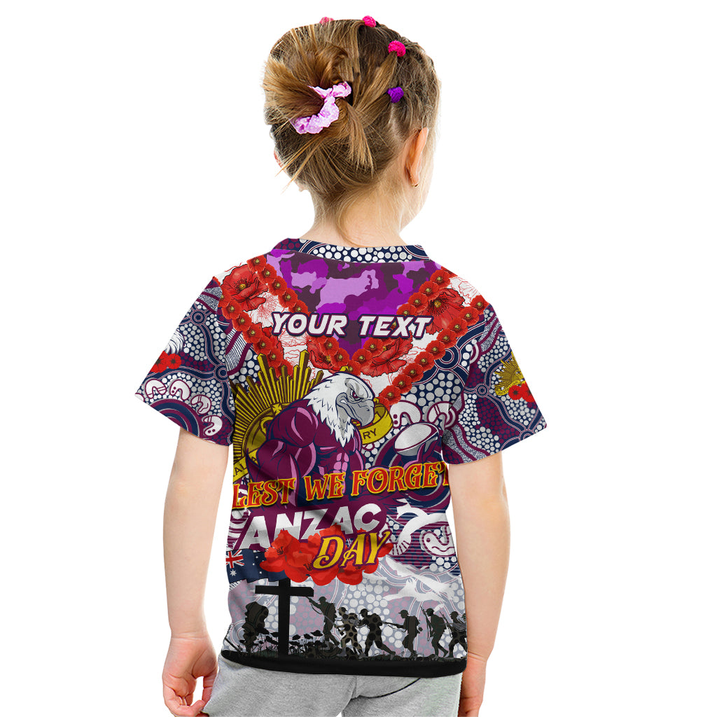 Personalised Eagles ANZAC Day Kid T Shirt Aboriginal Rising Sun