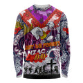 Personalised Eagles ANZAC Day Long Sleeve Shirt Aboriginal Rising Sun