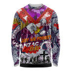 Personalised Eagles ANZAC Day Long Sleeve Shirt Aboriginal Rising Sun