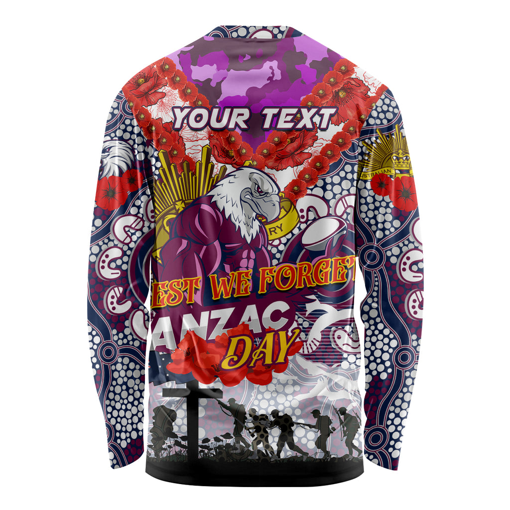 Personalised Eagles ANZAC Day Long Sleeve Shirt Aboriginal Rising Sun