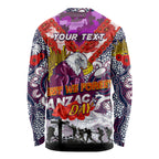 Personalised Eagles ANZAC Day Long Sleeve Shirt Aboriginal Rising Sun