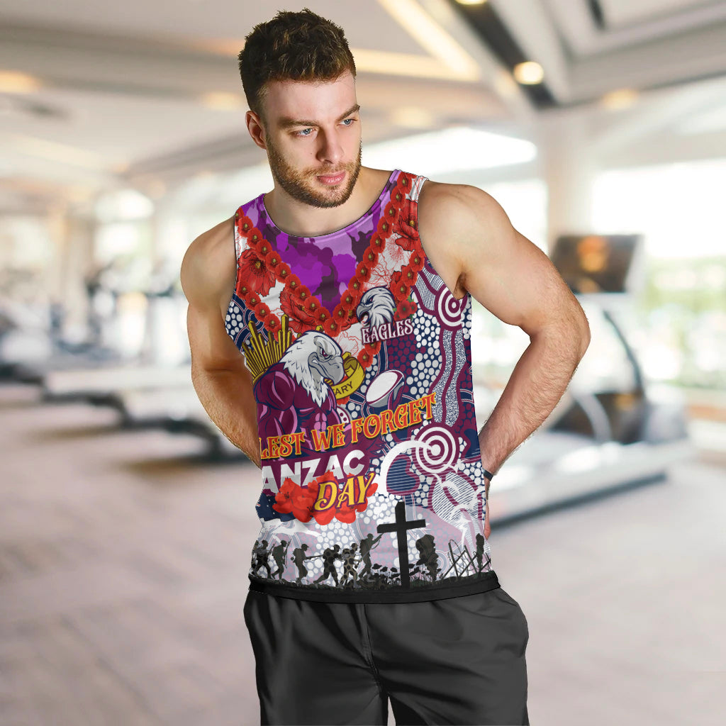 Personalised Eagles ANZAC Day Men Tank Top Aboriginal Rising Sun