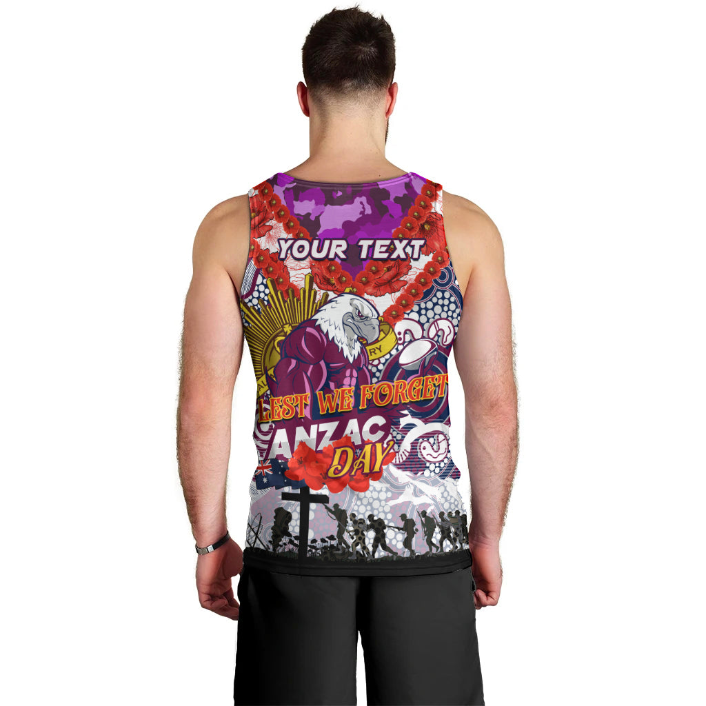 Personalised Eagles ANZAC Day Men Tank Top Aboriginal Rising Sun