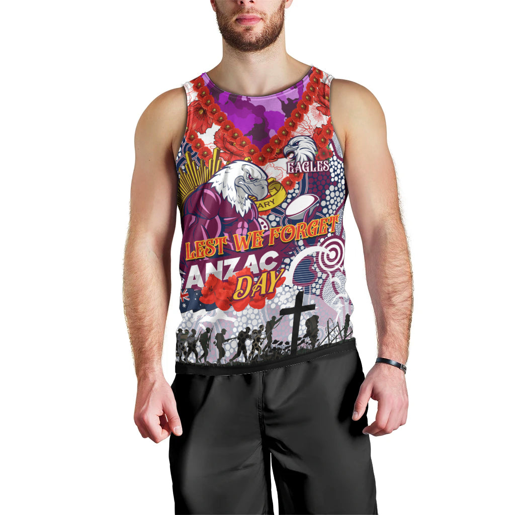 Personalised Eagles ANZAC Day Men Tank Top Aboriginal Rising Sun