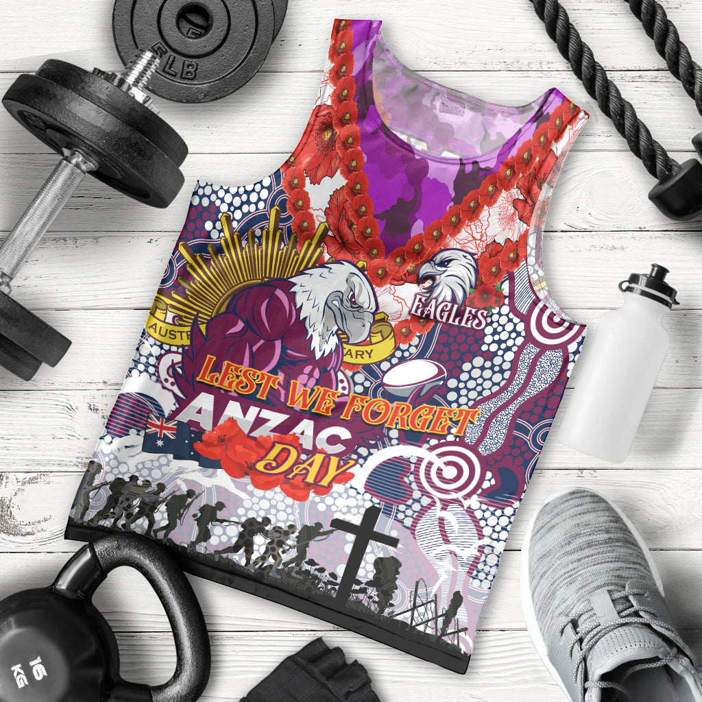 Personalised Eagles ANZAC Day Men Tank Top Aboriginal Rising Sun