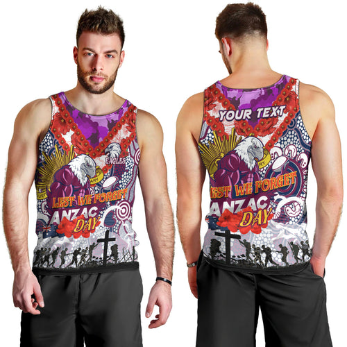 Personalised Eagles ANZAC Day Men Tank Top Aboriginal Rising Sun