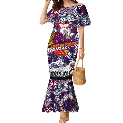 Personalised Eagles ANZAC Day Mermaid Dress Aboriginal Rising Sun