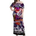 Personalised Eagles ANZAC Day Off Shoulder Maxi Dress Aboriginal Rising Sun