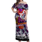 Personalised Eagles ANZAC Day Off Shoulder Maxi Dress Aboriginal Rising Sun