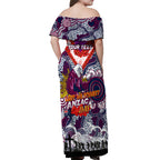 Personalised Eagles ANZAC Day Off Shoulder Maxi Dress Aboriginal Rising Sun