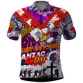 Personalised Eagles ANZAC Day Polo Shirt Aboriginal Rising Sun