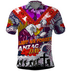 Personalised Eagles ANZAC Day Polo Shirt Aboriginal Rising Sun