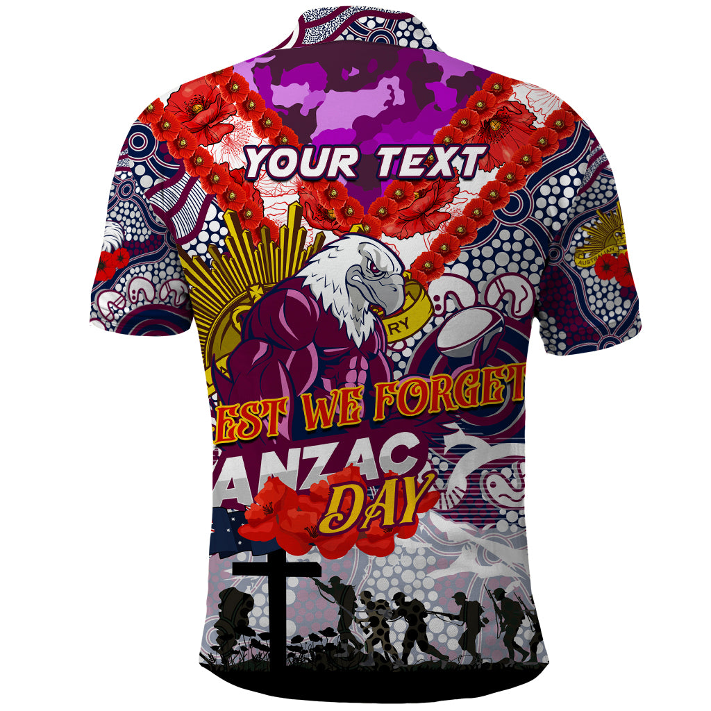 Personalised Eagles ANZAC Day Polo Shirt Aboriginal Rising Sun