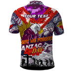 Personalised Eagles ANZAC Day Polo Shirt Aboriginal Rising Sun