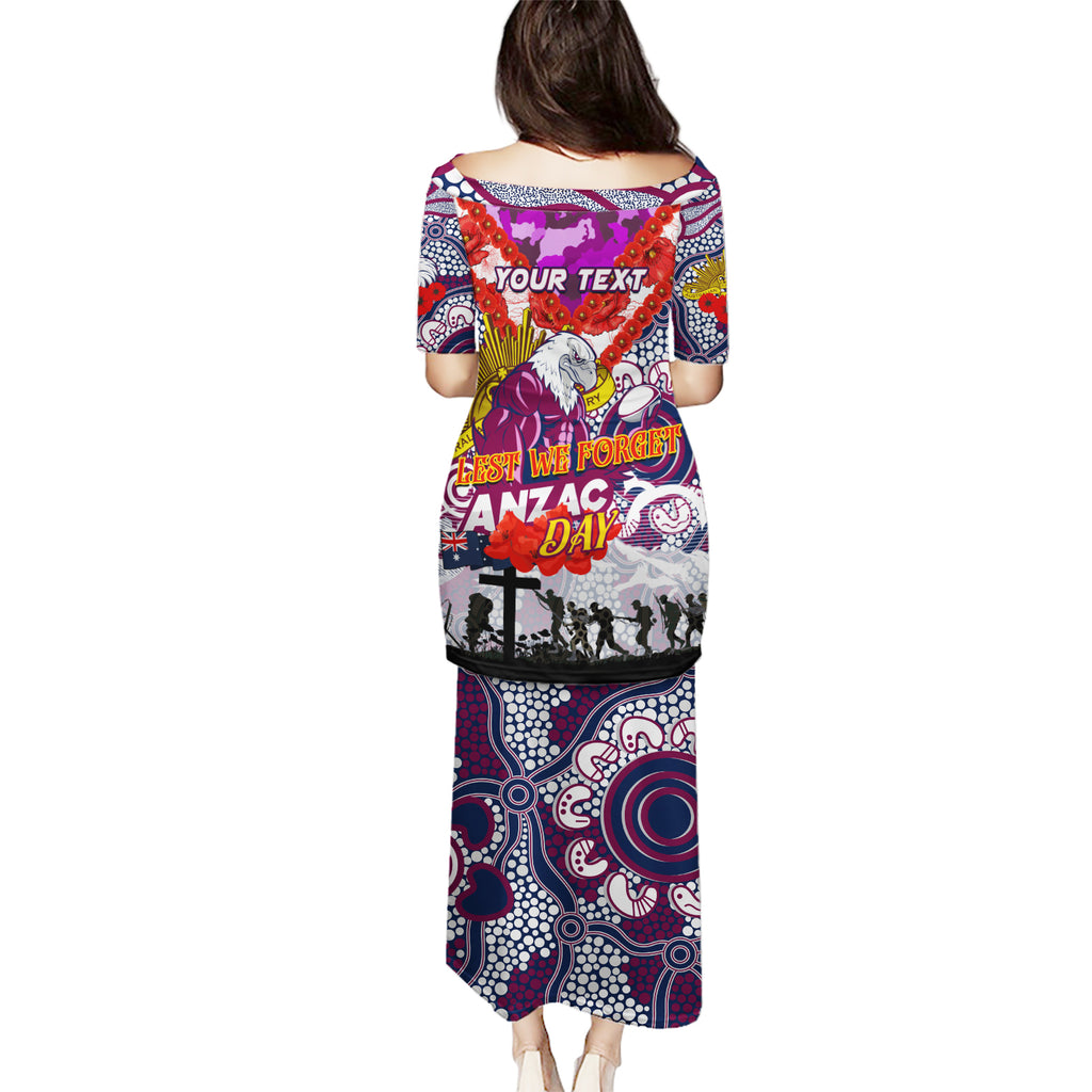 Personalised Eagles ANZAC Day Puletasi Aboriginal Rising Sun