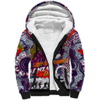 Personalised Eagles ANZAC Day Sherpa Hoodie Aboriginal Rising Sun