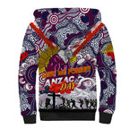 Personalised Eagles ANZAC Day Sherpa Hoodie Aboriginal Rising Sun