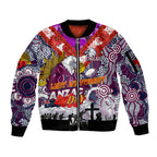 Personalised Eagles ANZAC Day Sleeve Zip Bomber Jacket Aboriginal Rising Sun