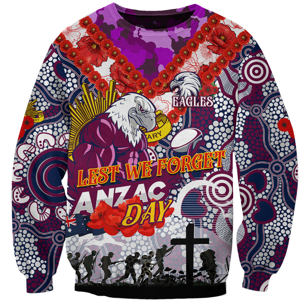 Personalised Eagles ANZAC Day Sweatshirt Aboriginal Rising Sun