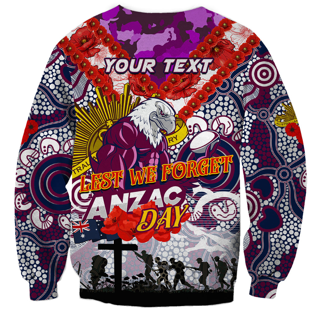 Personalised Eagles ANZAC Day Sweatshirt Aboriginal Rising Sun