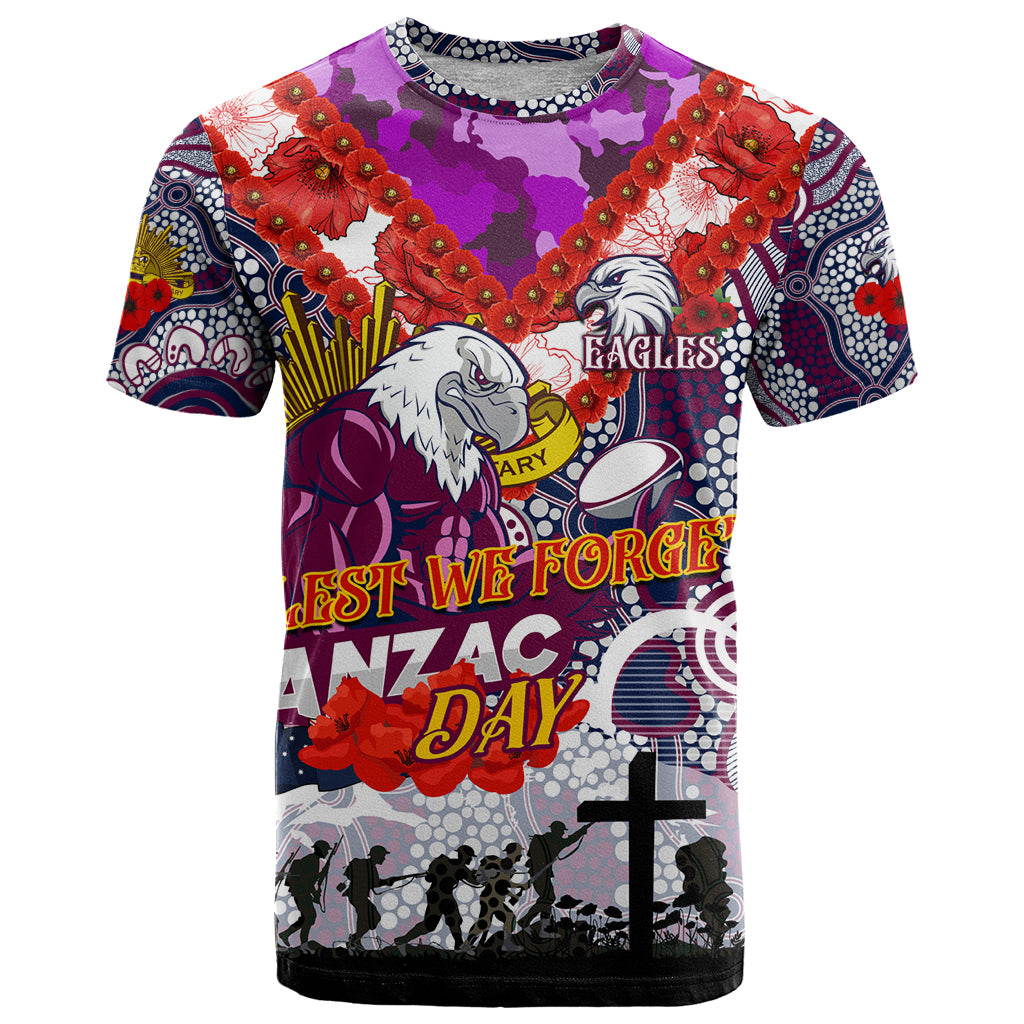 Personalised Eagles ANZAC Day T Shirt Aboriginal Rising Sun
