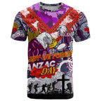 Personalised Eagles ANZAC Day T Shirt Aboriginal Rising Sun