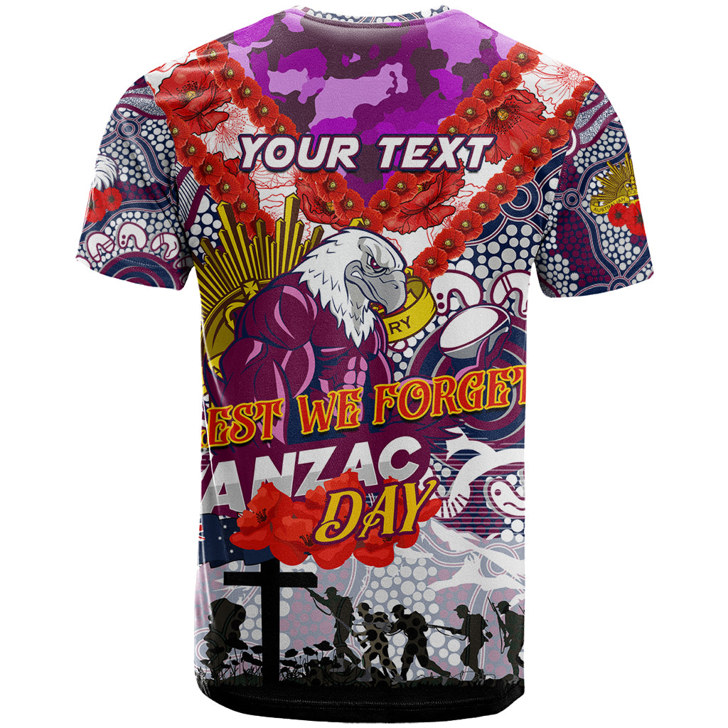 Personalised Eagles ANZAC Day T Shirt Aboriginal Rising Sun