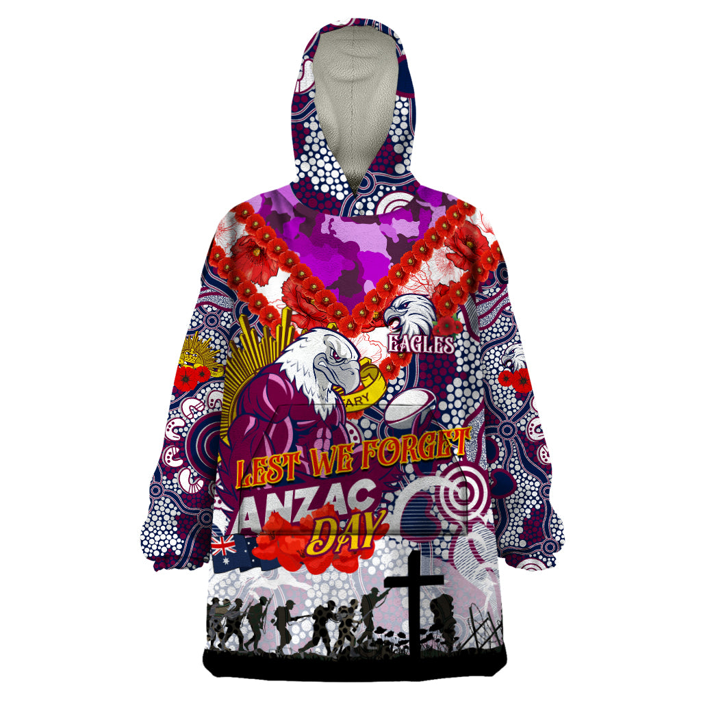 Personalised Eagles ANZAC Day Wearable Blanket Hoodie Aboriginal Rising Sun