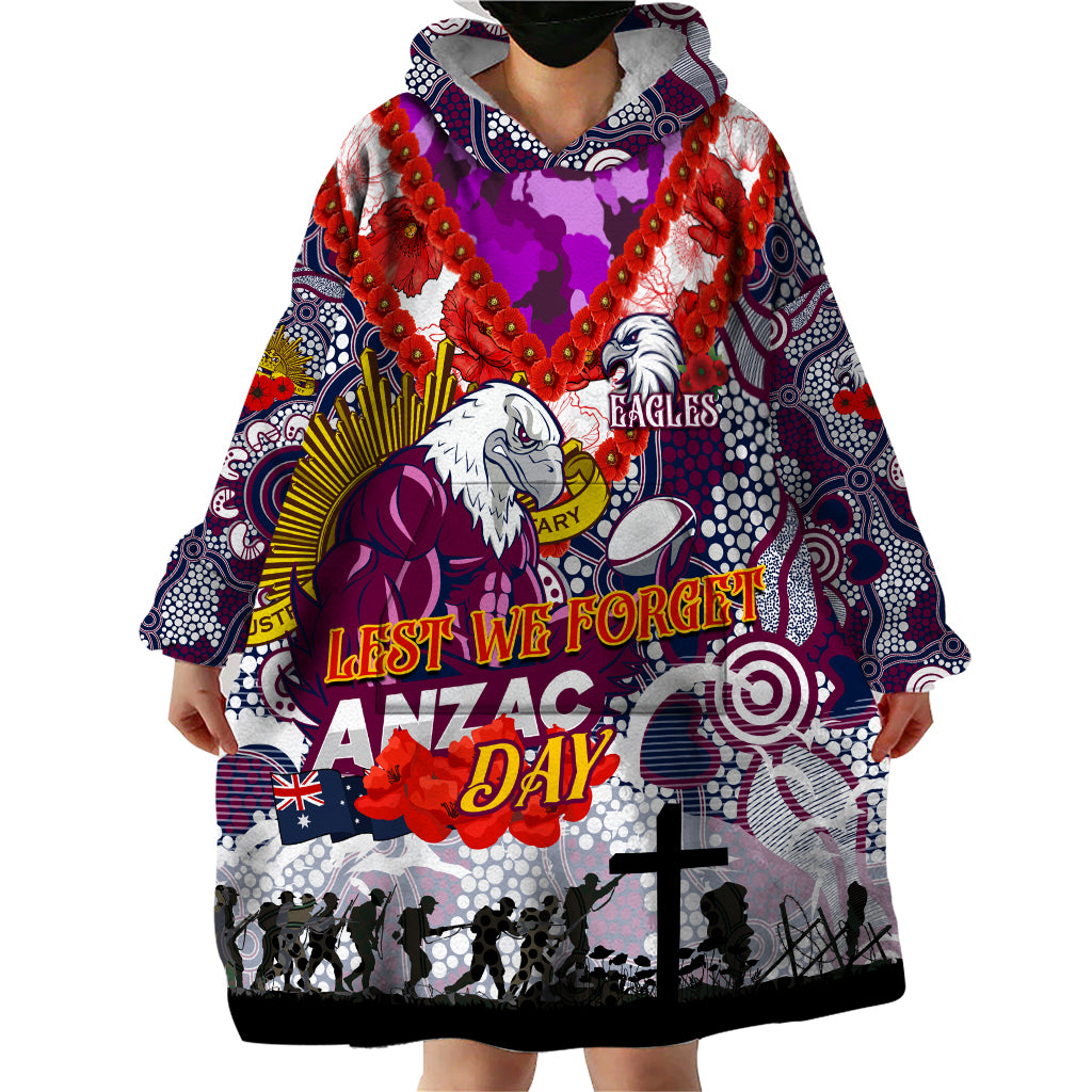 Personalised Eagles ANZAC Day Wearable Blanket Hoodie Aboriginal Rising Sun